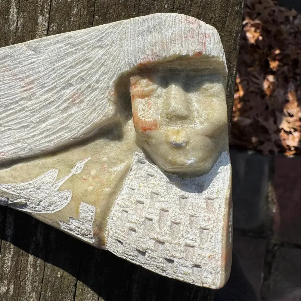 Vintage J Kien Signed Native American Alabaster Carved Figure